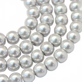 Voskované perle 8 mm, 105  ks,  světlá stříbrošedá