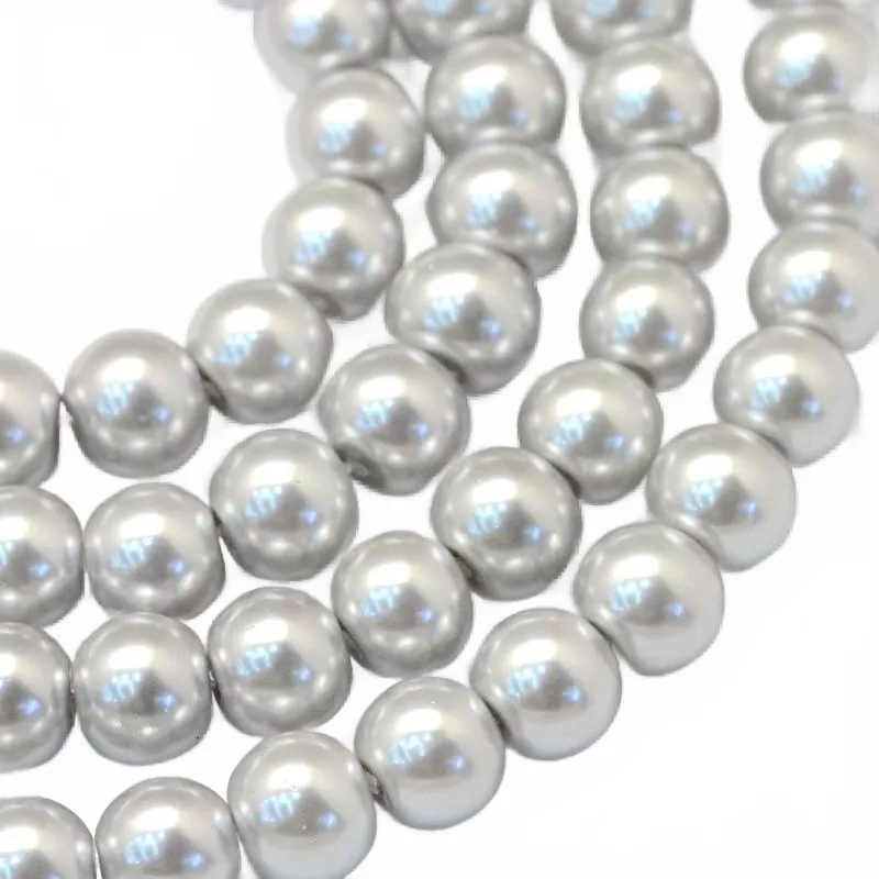 Voskované perle 8 mm, 105 ks, světlá stříbrošedá