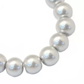 Voskované perle 8 mm, 105 ks, světlá stříbrošedá