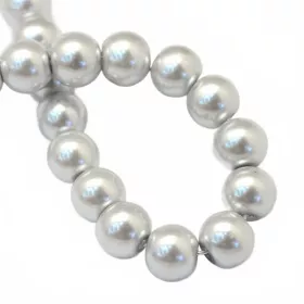 Voskované perle 8 mm, 105 ks, světlá stříbrošedá