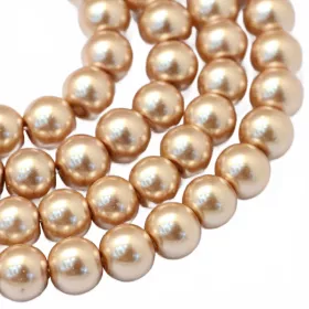 Voskované perle 8 mm, 105  ks,  světle hnědá
