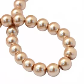 Voskované perle 8 mm, 105 ks, světle hnědá