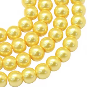 Voskované perle 8 mm, 105  ks,  světle žlutá