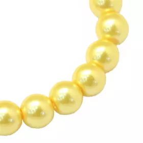 Voskované perle 8 mm, 105 ks, světle žlutá