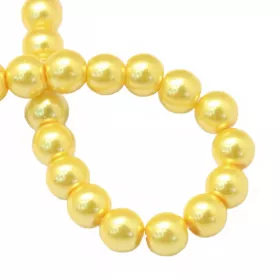 Voskované perle 8 mm, 105 ks, světle žlutá