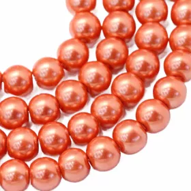 Voskované perle 8 mm, 106 ks, tmavě korálová