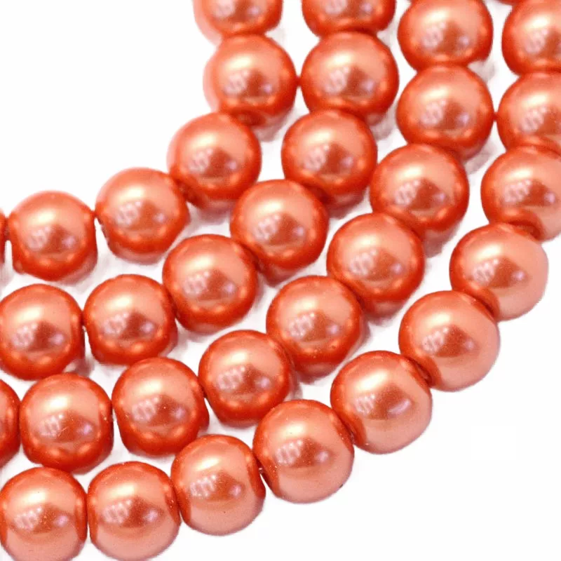 Voskované perle 8 mm, 106 ks, tmavě korálová