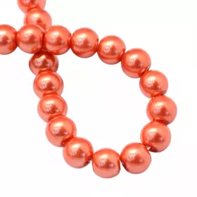 Voskované perle 8 mm, 106 ks, tmavě korálová