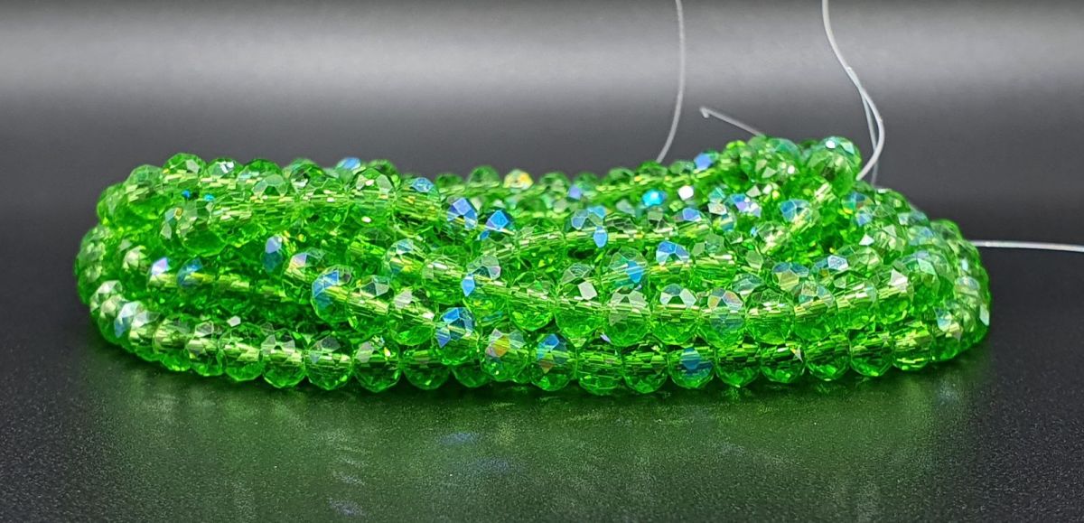 Slavík 3x2 mm, 130 ks, zelená s duhovým pokovem