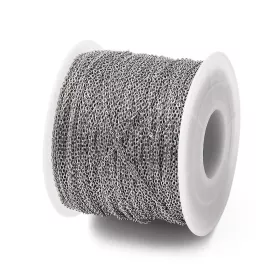 Řetízek s plochým oválným očkem 1,5x1 mm z chirurgické oceli 304, 1 m Řetízek s plochým oválným očkem 1,5x1 mm z chirurgické oceli 304, 1 m