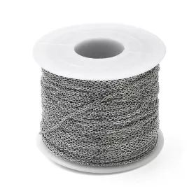 Řetízek s plochým oválným očkem 1,5x1 mm z chirurgické oceli 304, 1 m Řetízek s plochým oválným očkem 1,5x1 mm z chirurgické oceli 304, 1 m