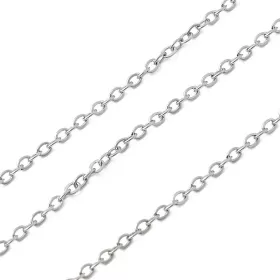 Řetízek s plochým oválným očkem 1,5x1 mm z chirurgické oceli 304, 1 m