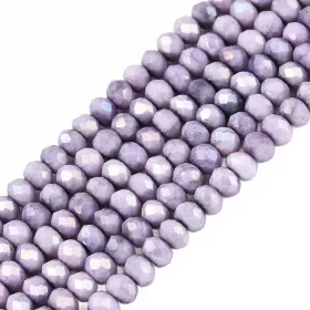 Skleněné broušené korálky 3x2,5 mm, 140 ks, plnobarevná fialová s AB pokovem
