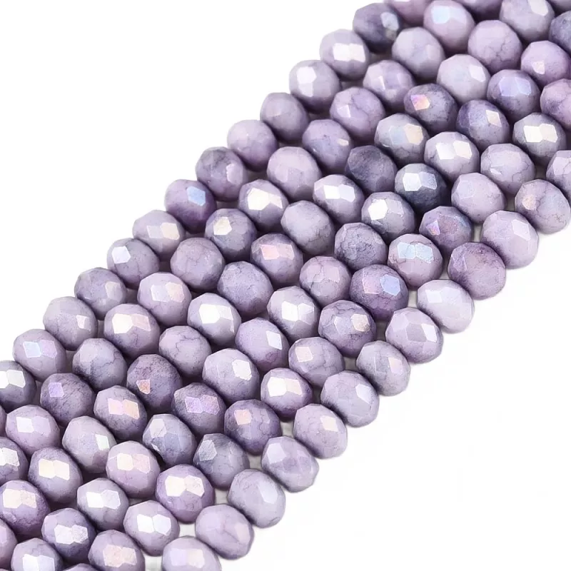 Skleněné broušené korálky 3x2,5 mm, 140 ks, plnobarevná fialová s AB pokovem