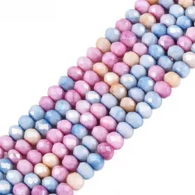 Skleněné broušené korálky 3x2,5 mm, 140 ks, plnobarevná mix barev s AB pokovem
