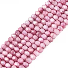 Skleněné broušené korálky 3x2,5 mm, 140 ks, plnobarevná tmavě růžová s AB pokovem