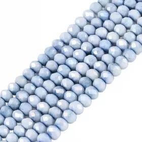 Skleněné broušené korálky 3x2,5 mm, 140 ks, plnobarevná světle modrá s AB pokovem