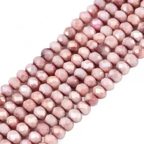 Skleněné broušené korálky 3x2,5 mm, 140 ks, plnobarevná meruňková s AB pokovem