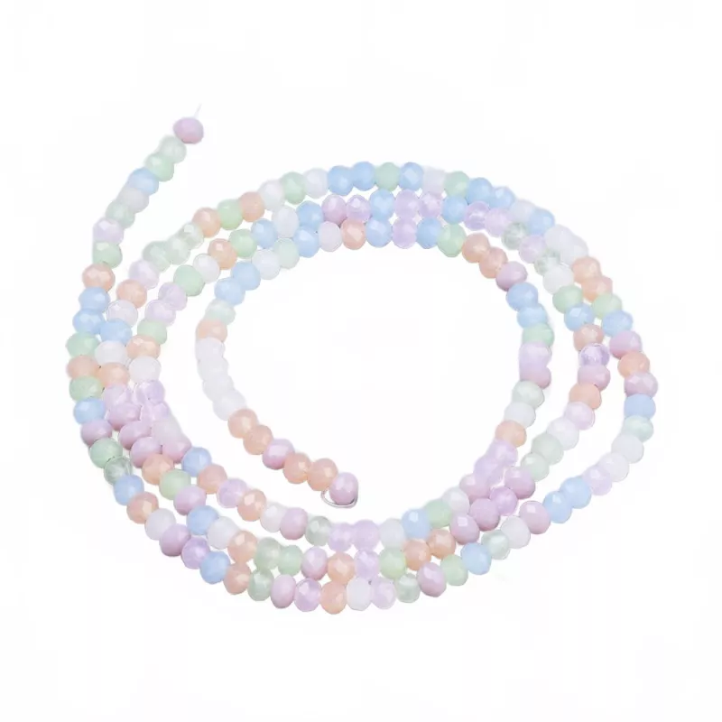 Skleněné broušené korálky 3x2,5 mm, 180 ks, mléčný mix barev