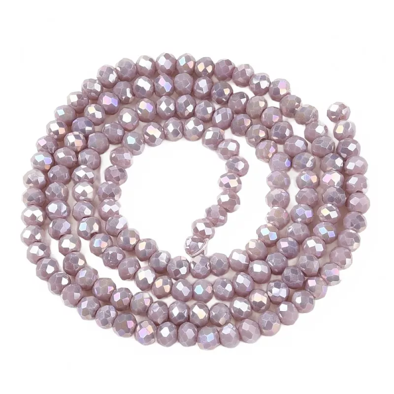 Slavík 3x2 mm, 130 ks, plnobarevná mauve s duhovým pokovem