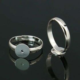 Prsten s ploškou k nalepení 8 mm, velikost 17 mm, stříbrný