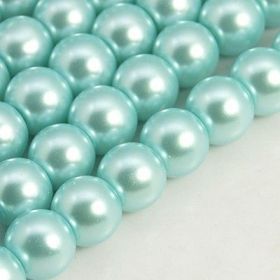 Voskované perle 6 mm, 140 ks, aqua