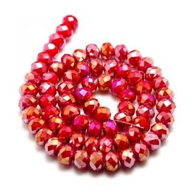 Slavík 8x6 mm, 66 ks, plnobarevná červená s AB pokovem