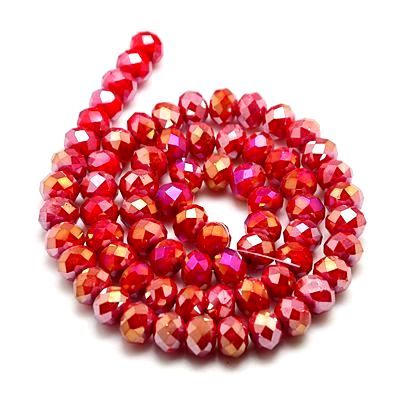 Slavík 8x6 mm, 66 ks, plnobarevná červená s AB pokovem