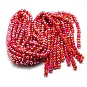 Slavík 8x6 mm, 66 ks, plnobarevná červená s AB pokovem