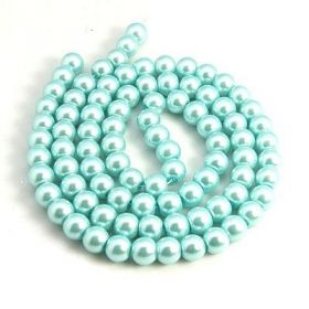 Voskované perle 4 mm , 216 ks - aqua