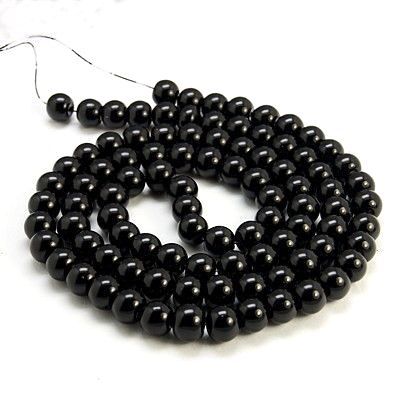 Voskované perle 4 mm, 216 ks, černá