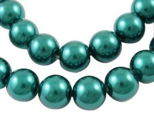 Voskované perle 4 mm , 216 ks - modrozelená