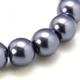 Voskované perle 6 mm , 140 ks - antracitová