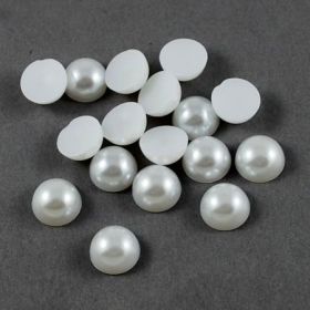 Akrylové kabošony 7 mm - imitace perly, 50 ks, bílé
