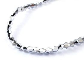 Skleněné sluníčko 4x4 mm, 90 ks, stříbrný pokov