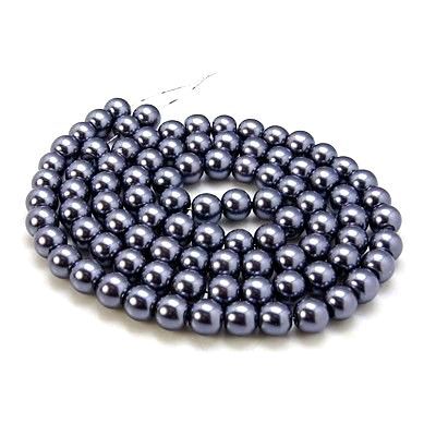 Voskované perle 8 mm , 110 ks - antracitová