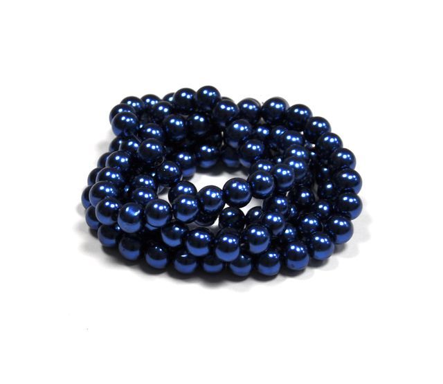 Voskované perle 8 mm , 110 ks - kobaltově modrá