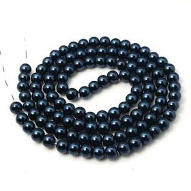 Voskované perle 8 mm , 110 ks, temně modrá