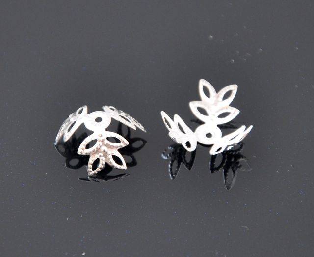 Kaplík lístky 14x14 mm, 50 ks, stříbrný