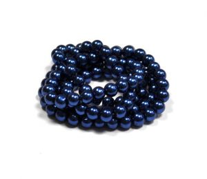 Voskované perle 4 mm , 216 ks - kobaltově modrá