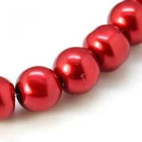 Voskované perle 6 mm,140 ks, červené