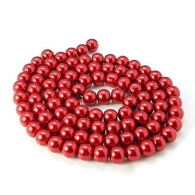 Voskované perle 4 mm, 216 ks, červené