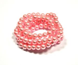 Voskované perle 6 mm,140 ks, středně růžová