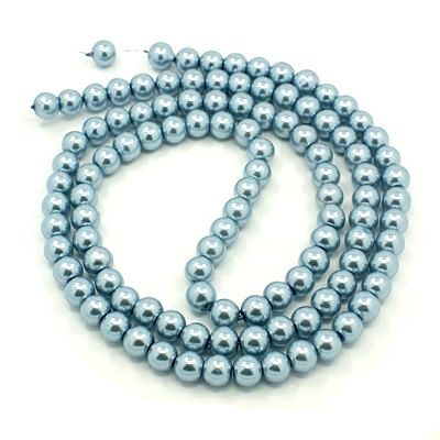Voskované perle 6 mm, 140 ks, světle modrá