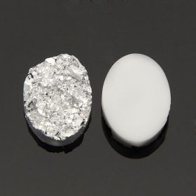 Kabošon z pryskyřice 14x10 mm, stříbrný