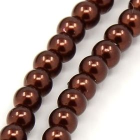 Voskované perle 6 mm, 140 ks - hnědá