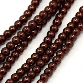 Voskované perle 6 mm, 140 ks - hnědá