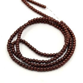 Voskované perle 6 mm, 140 ks - hnědá