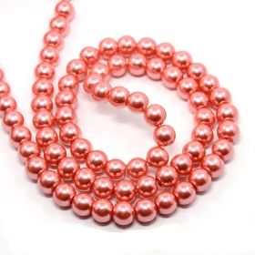 Voskované perle 8 mm,110 ks, červenorůžové