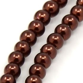 Voskované perle 8 mm , 110 ks - hnědá